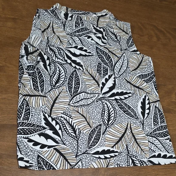 Calvin Klein Leaf Print Women's Top Fall Sleeveless Lightweight Office Career L - Picture 9 of 9